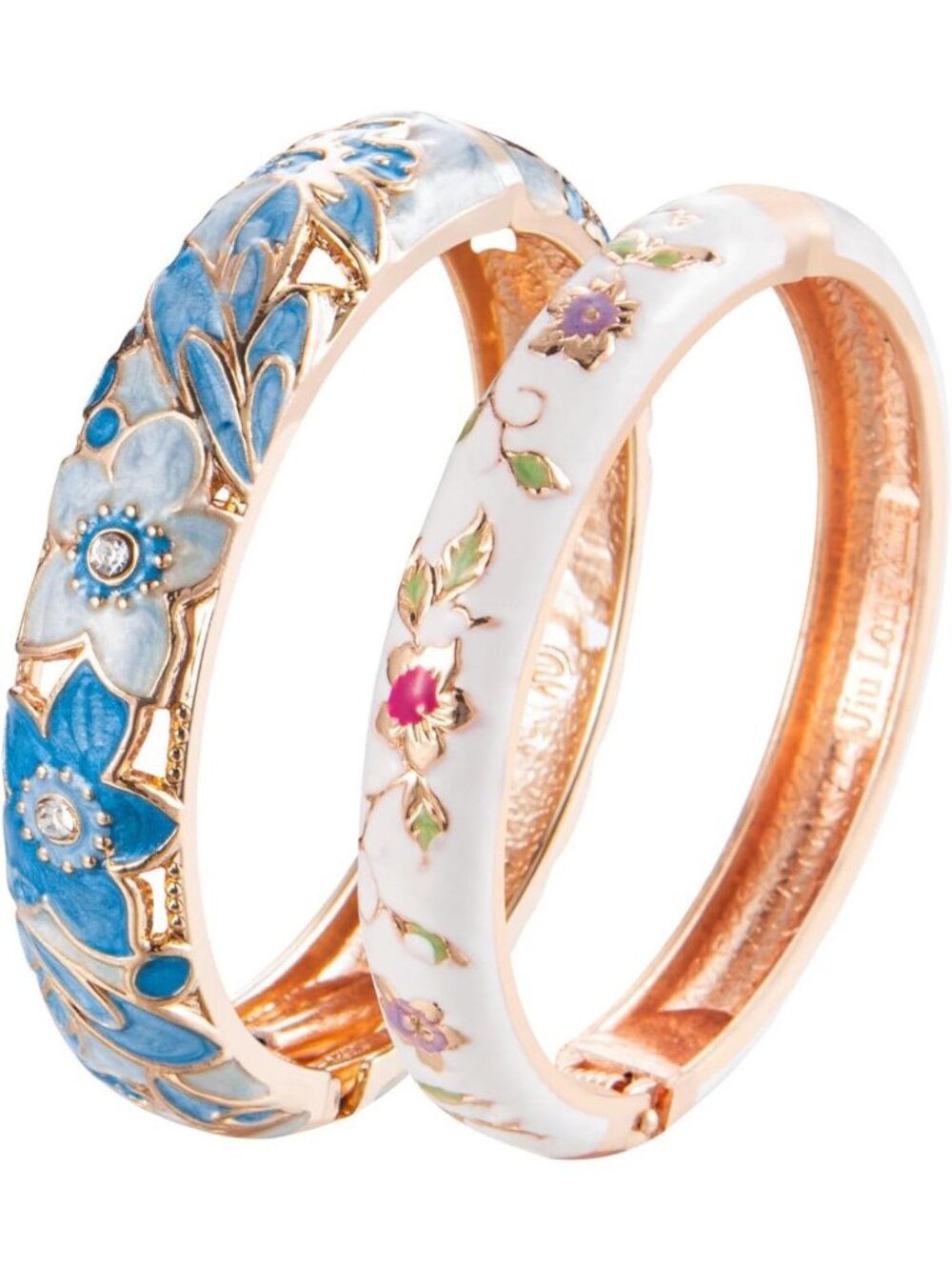 Gorgeous Vintage Cloisonne Handcrafted Enameled Rhinestone Rose Cuff Bracelet